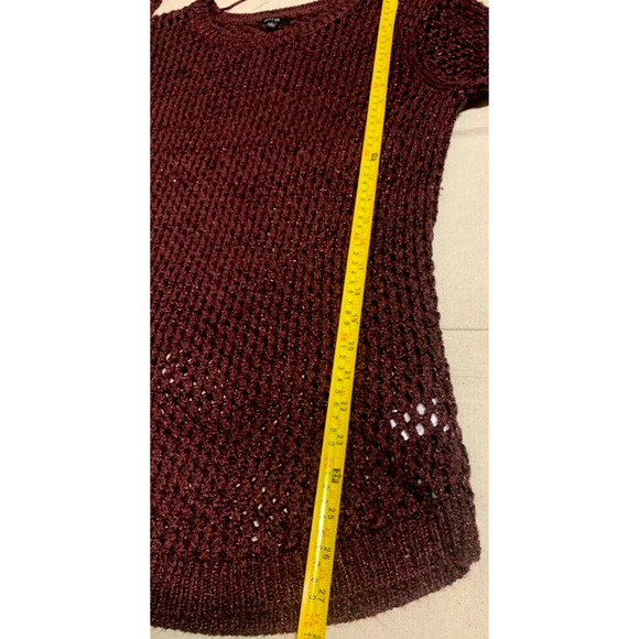 NWOT Apt 9 Sweater Womens Large L Burgundy Metallic Sparkle Pullover Sweater - Picture 8 of 9